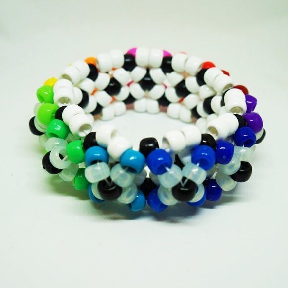 White Rainbow Glow in Dark Spider UFO 3D Cuff Kandi Bracelet - Picture 2 of 5